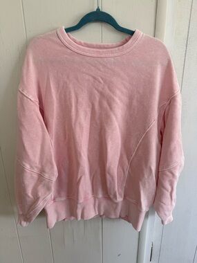 Aerie light pink oversized sweatshirt XSMALL long sleeve washed crew neck